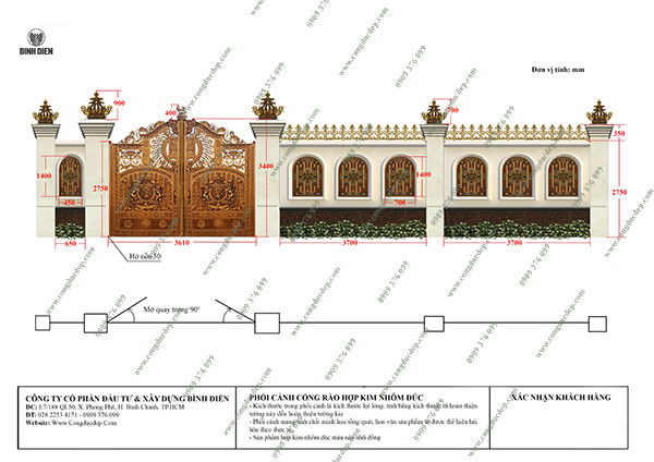 Thiết kế Cổng nhôm đúc nhũ đồng tại Lê Minh Xuân, H. Bình Chánh