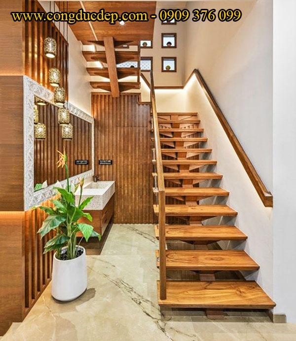 Mẫu cầu thang gỗ đẹp cho ngôi nhà hiện đại, khiến bạn mê mẩn